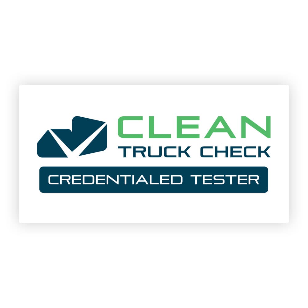 Credentialed emissions tester working with heavy-duty truck